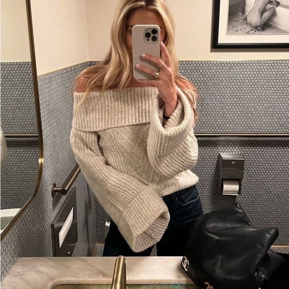Cream Off-the-Shoulder Sweater
